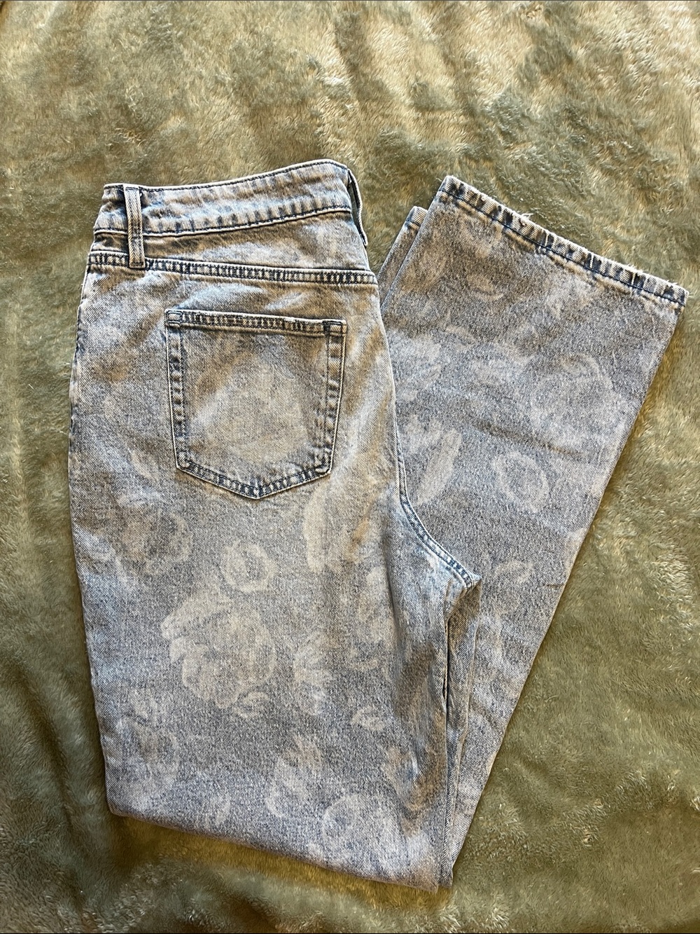 edge Light Wash Floral Straight Leg Jeans - Light Blue
